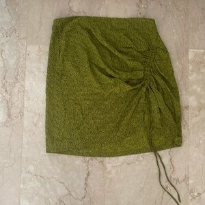 VALIJA Animal Print Green and Black Skirt with Drawstring on Side